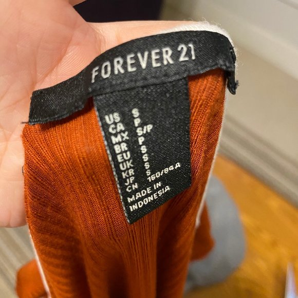 Forever 21 Orange White String Wrap Dress, Small, V neck - Picture 4 of 4
